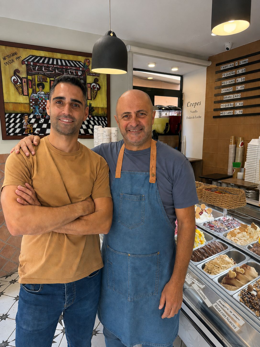 Marco y José, fundadores de Formación y Experiencia Heladera, posando juntos.